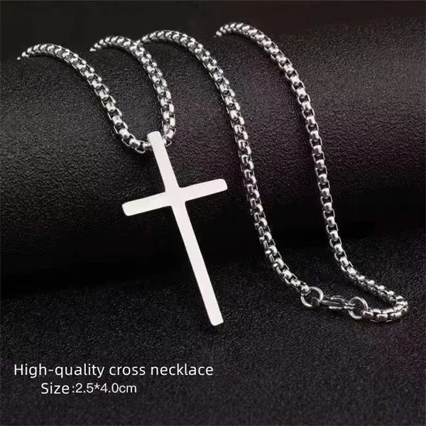 Versatile and Stylish Stainless Steel Cross Pendant Sweater Chain! ：For Fashion Man - image 01