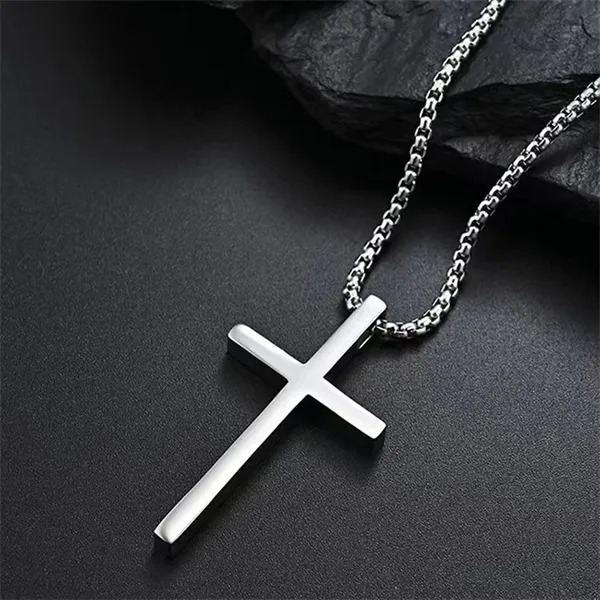 Versatile and Stylish Stainless Steel Cross Pendant Sweater Chain! ：For Fashion Man - image 03