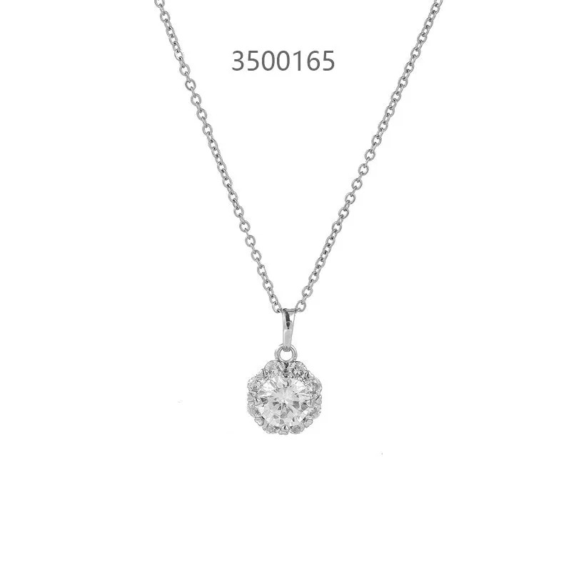 Rose Gold White Flower Zircon Pendant Necklace - image 01