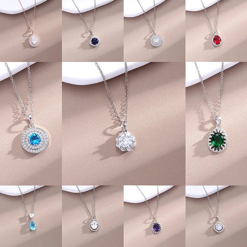 Rose Gold White Flower Zircon Pendant Necklace - image 02