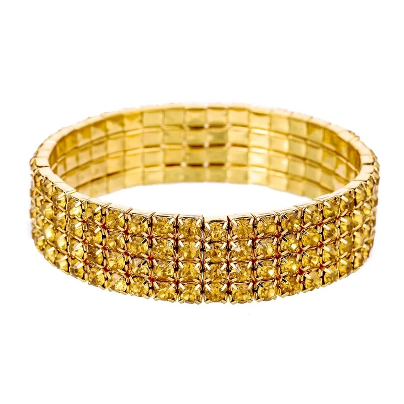 Stretch Bracelet Opal Pink Rhinestone Crystal, 4 Row - image 02