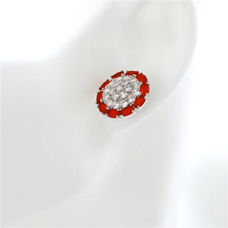 Stud Earrings Crystal Cubic Zirconia Flower Shape - image 01