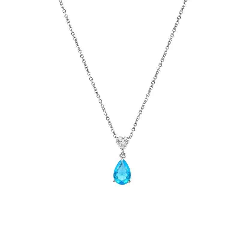 Waterdrop Heart-shaped Cubic Zirconia Pendant Necklace - image 01