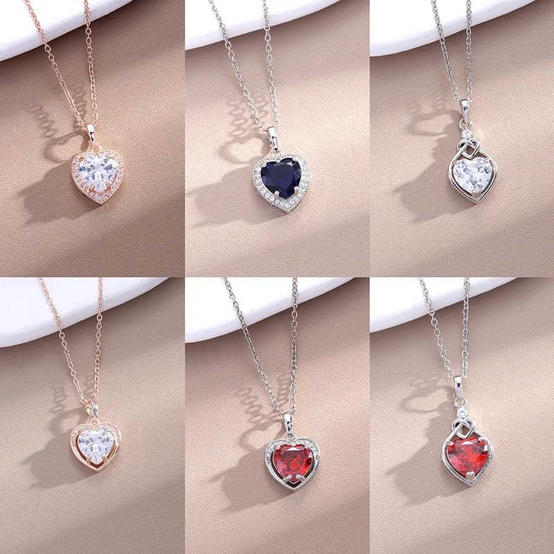 Dazzling Heart-shaped Zircon Pendant Necklace: The embodiment of refinement and elegance - image 02