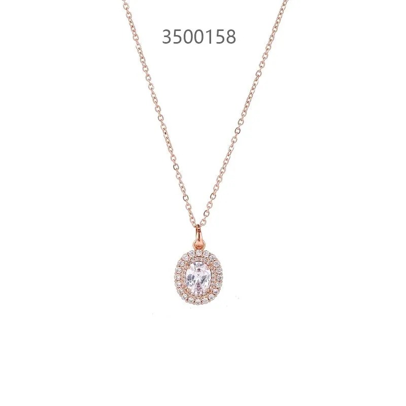 Rose Gold White Flower Zircon Pendant Necklace