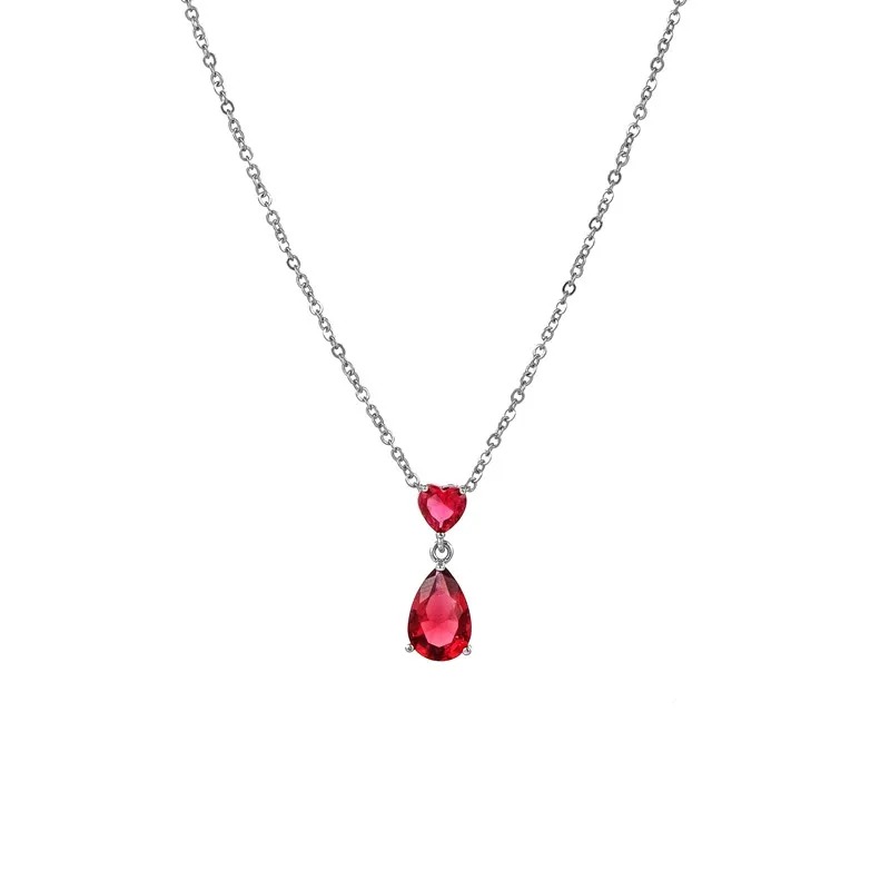 Waterdrop Heart-shaped Cubic Zirconia Pendant Necklace