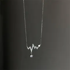 Sparkling rhinestone Heartbeat Electrocardiogram Clavicle Chain Necklace