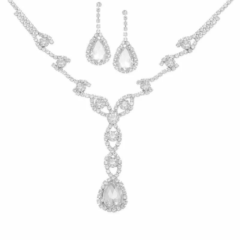 Rhinestone Necklace Earrings Set LN0215