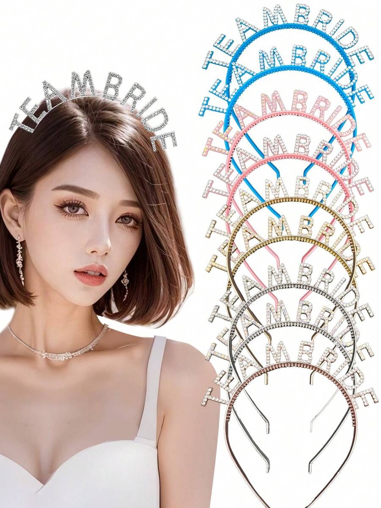 1pc Bridal Wedding Bridesmaid Crystal Letter Hairband, Suitable For Bride Gift, Bachelorette Party, Wedding